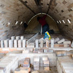 Kigbeare Kiln Project - Joss inside the kiln